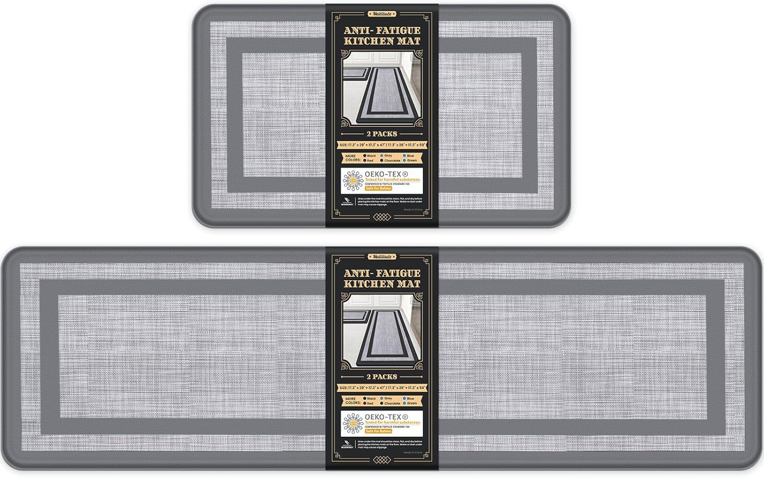 Mattitude Kitchen Mats Set of 2 Cushioned Anti-Fatigue Rugs