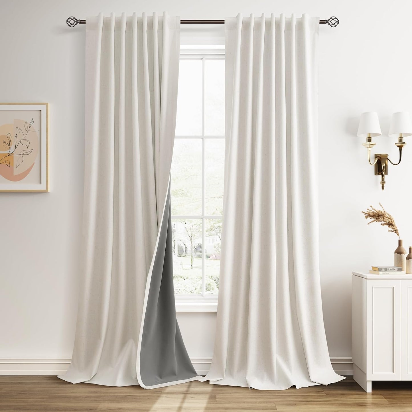 Guken Blackout Linen Textured Curtains for Room Darkening