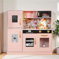 Wooden Play Kitchen Toy Set with Light - Pretend Playset for Toddlers