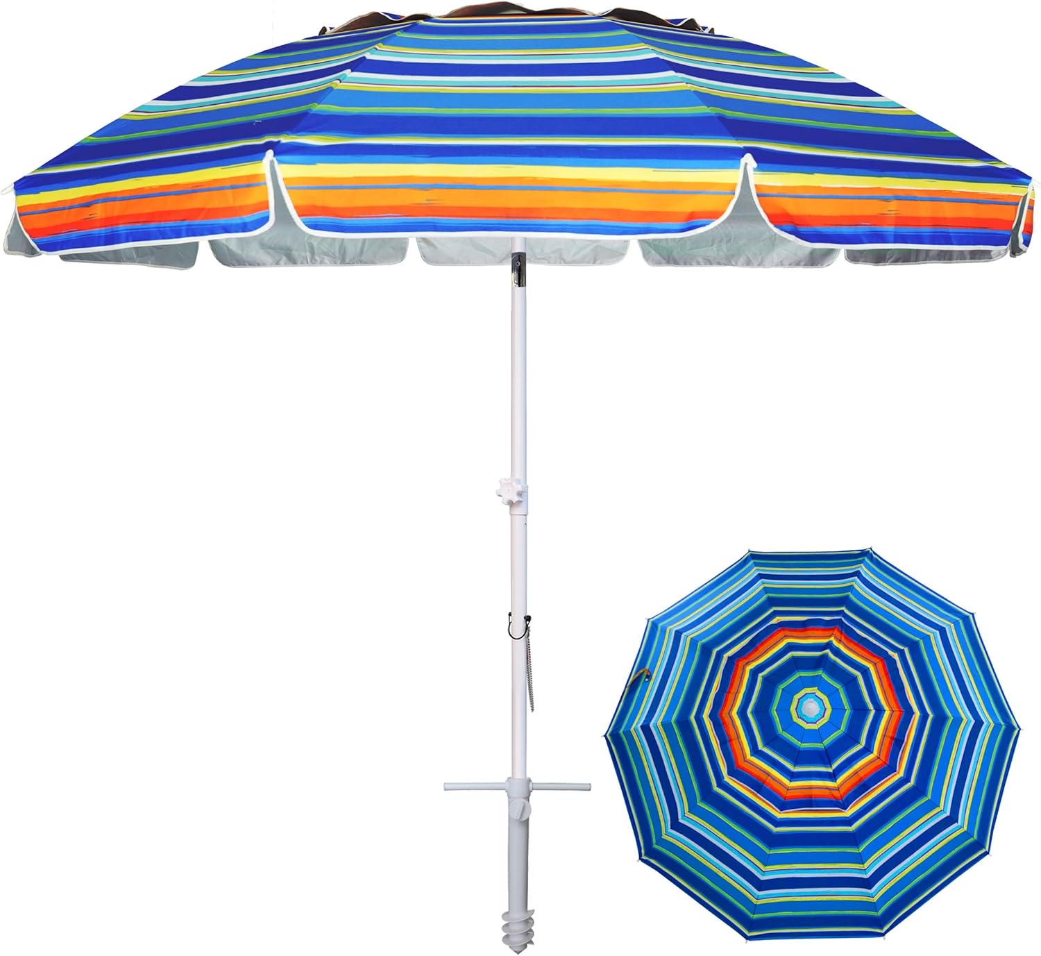 AMMSUN 8 Feet Large Beach Umbrella with UV 50+ Protection