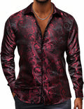 Hi-Tie Silk Mens Paisley Dress Shirt - Regular Fit, Breathable Fabric