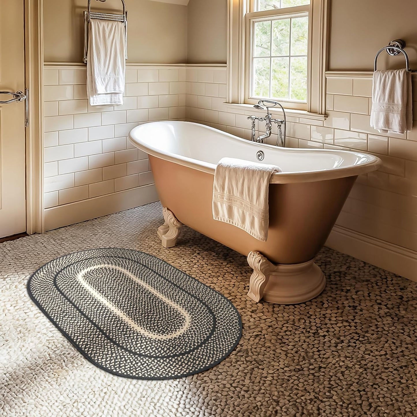 Manchester Black Oval Braided Rug - Perfect for Country Decor