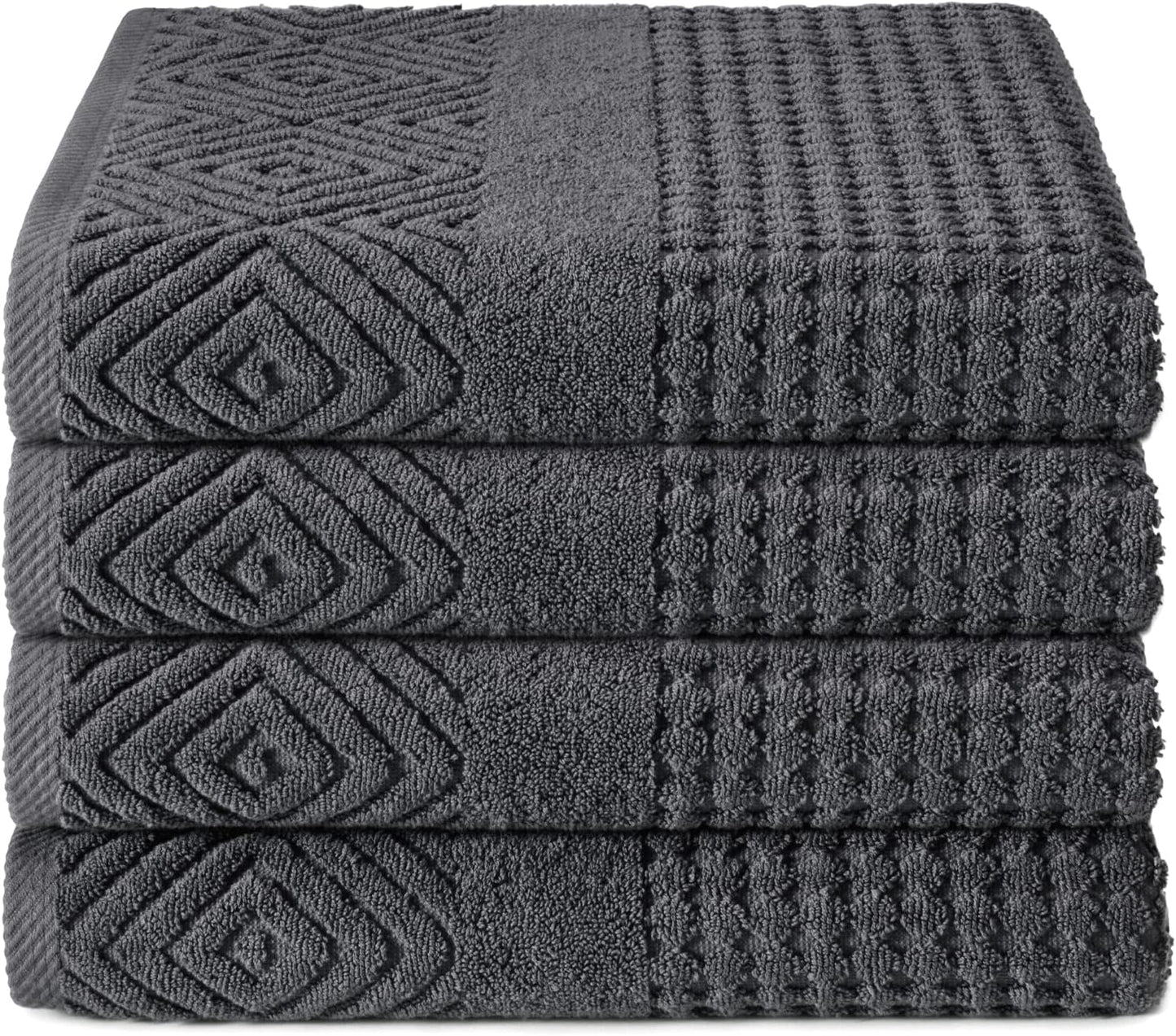 Luxurious 100% Organic Cotton Diamond Jacquard Bath Towel Set
