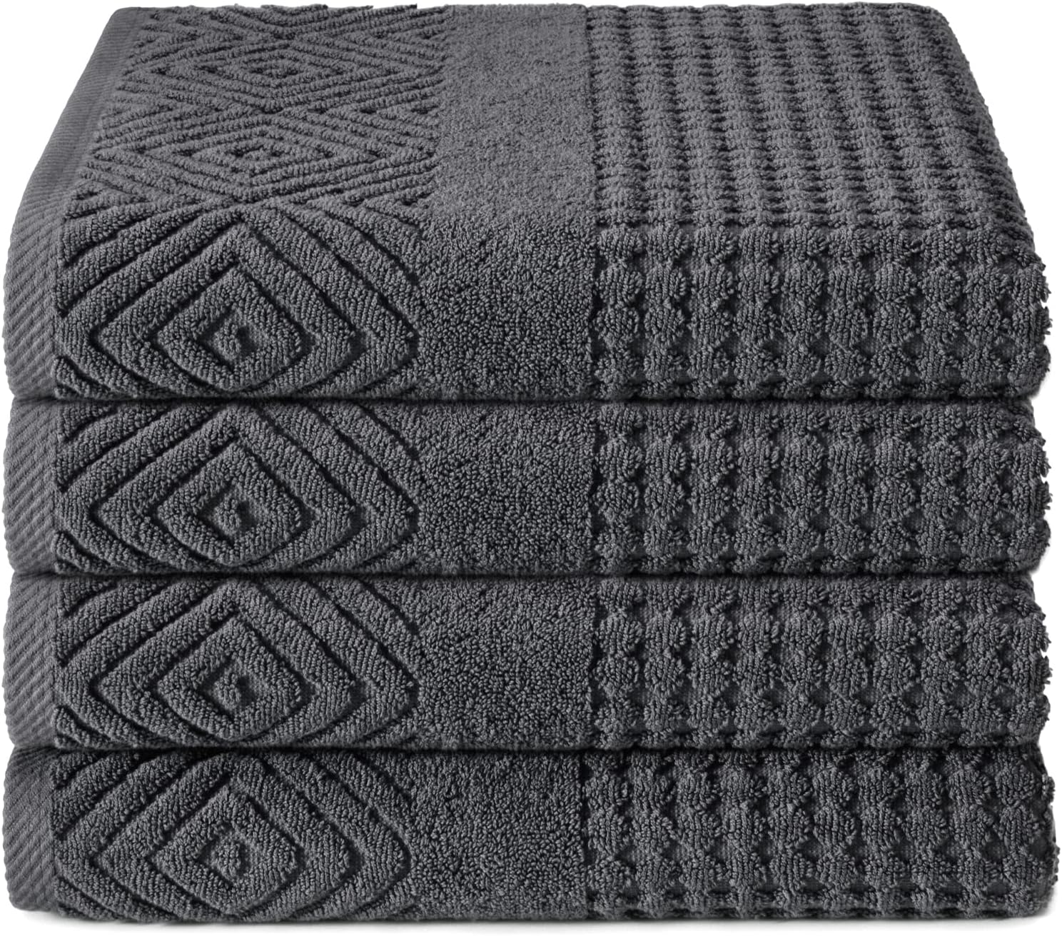 Luxurious 100% Organic Cotton Diamond Jacquard Bath Towel Set