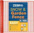 ZEBRO 4 ft x 100 ft Orange Plastic Garden Fence Roll - Lightweight