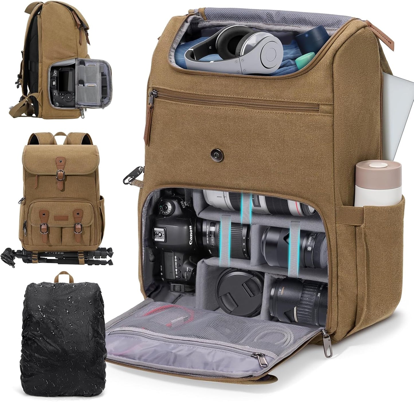 RAINSMORE Camera Bag Backpack for DSLR with Anti-Theft Design