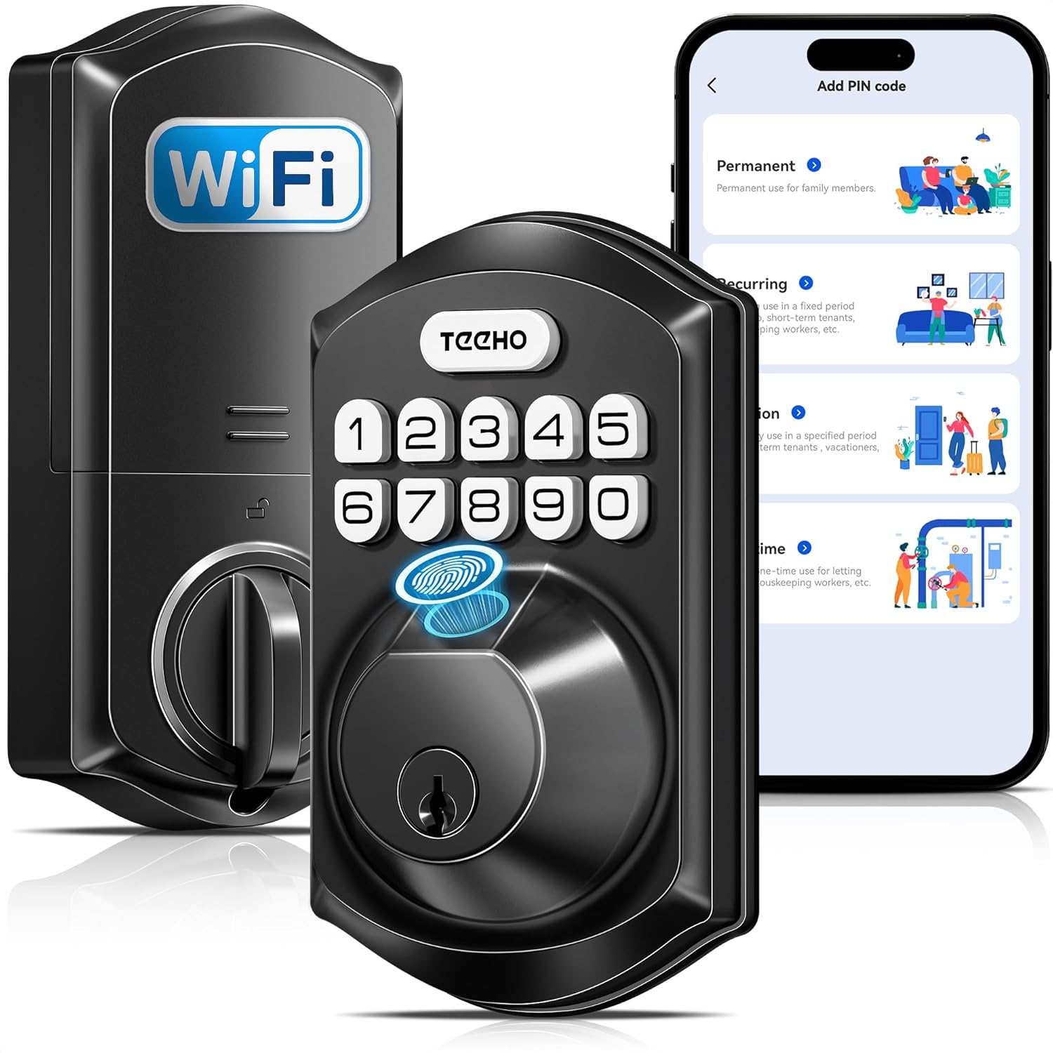 TEEHO WiFi Smart Lock TE012W: Keyless Entry with Fingerprint Access