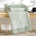 Checkered Knit Throw Blanket 50in x 60in - Soft Chenille Sage