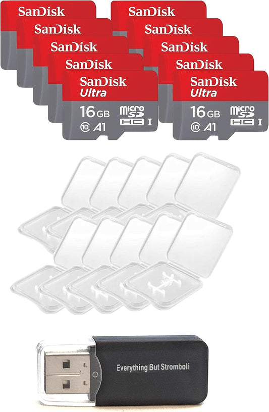 10 Pack SanDisk Ultra 16GB Micro SD Cards with Jewel Cases