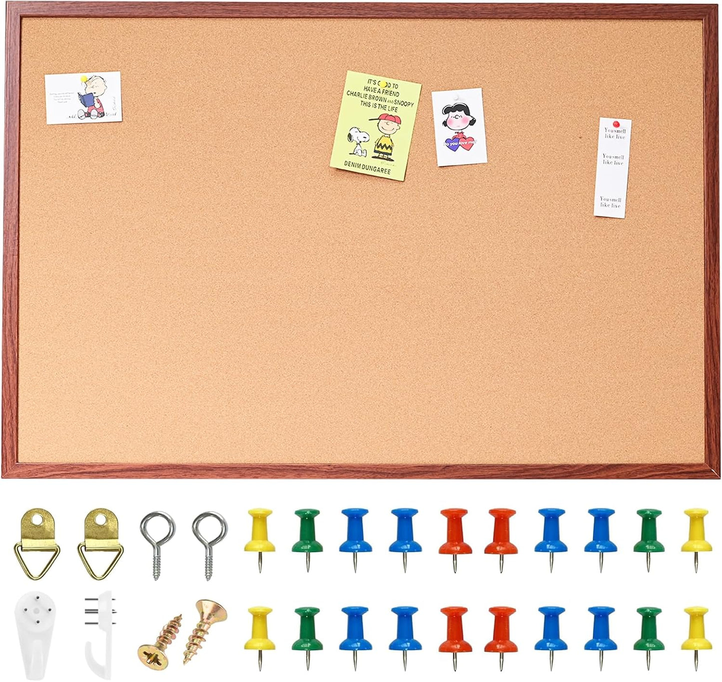 24x36 inch Walnut Color Framed Cork Board by AMKIOKIO