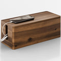 Acacia Wood Large Cable Management Box Round Edge - 16in Cord Hider