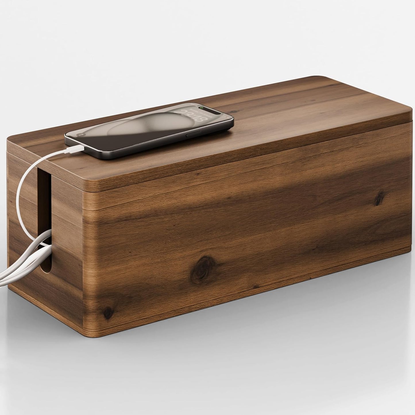 Acacia Wood Large Cable Management Box for Modern Interiors