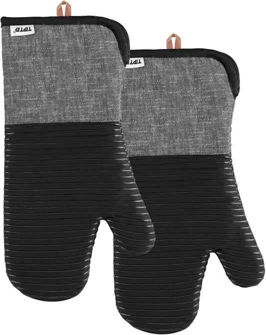 TIPTAP Non Slip Silicone Oven Gloves - Heat Resistant & Washable!