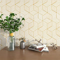 Gold Geometric Peel and Stick Wallpaper - Waterproof Hexagon Roll