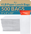Paper Lunch Bags 500 Count - Reliable White Bags for Lunches