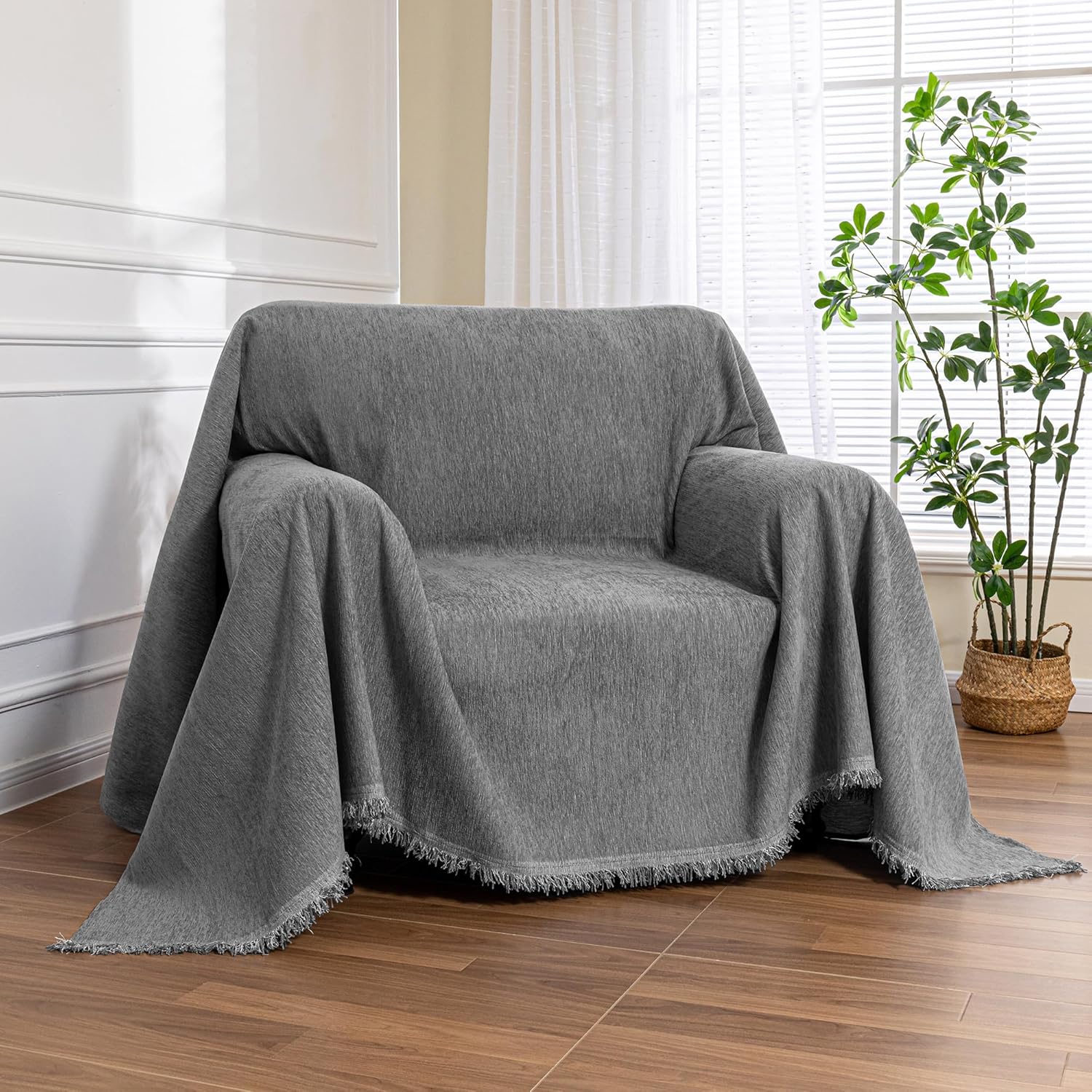 MEETSKY Grey Couch Cover - Oversized Chair Protector & Slipcover