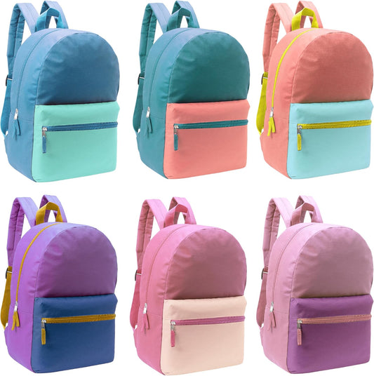 24-Pack 17in Two-Tone Backpacks for Kids - Perfect for Schools