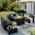 8 Pieces Outdoor Patio Furniture Set with 44ft Fire Pit Table