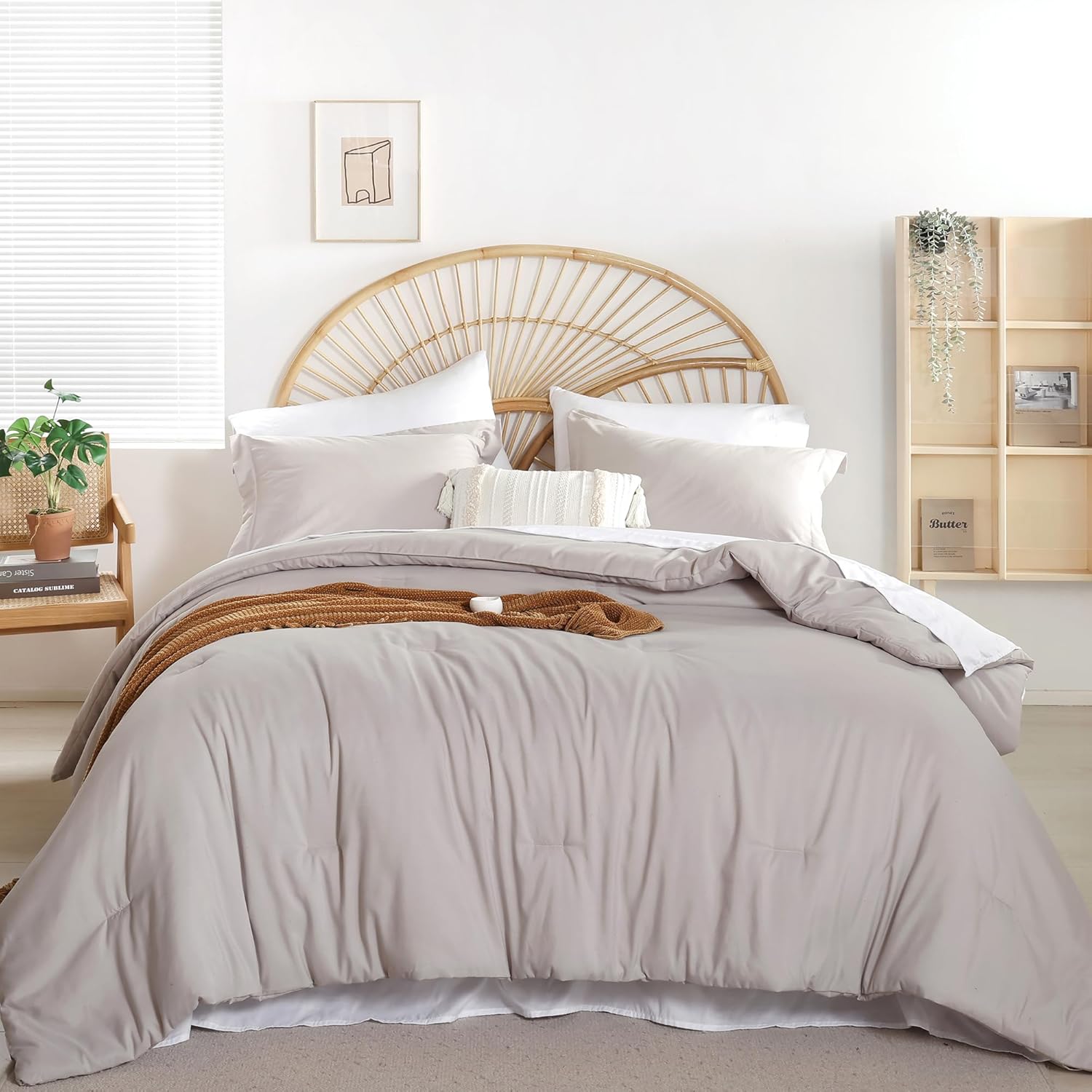 Linen Grey King Comforter Set for All Seasons by Weigelia
