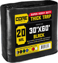 20 Mil Heavy Duty Black Tarp 30 x 60 - Waterproof, UV Resistant