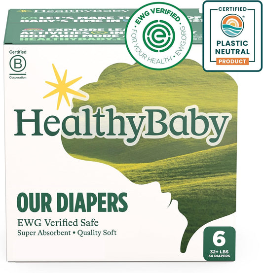 EWG Verified Plant-Based Size 6 Diapers | Leak Protection | Chlorine-Free