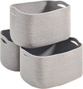 Grey Storage Baskets for Organizing Shelves - Pack of 3 durable woven