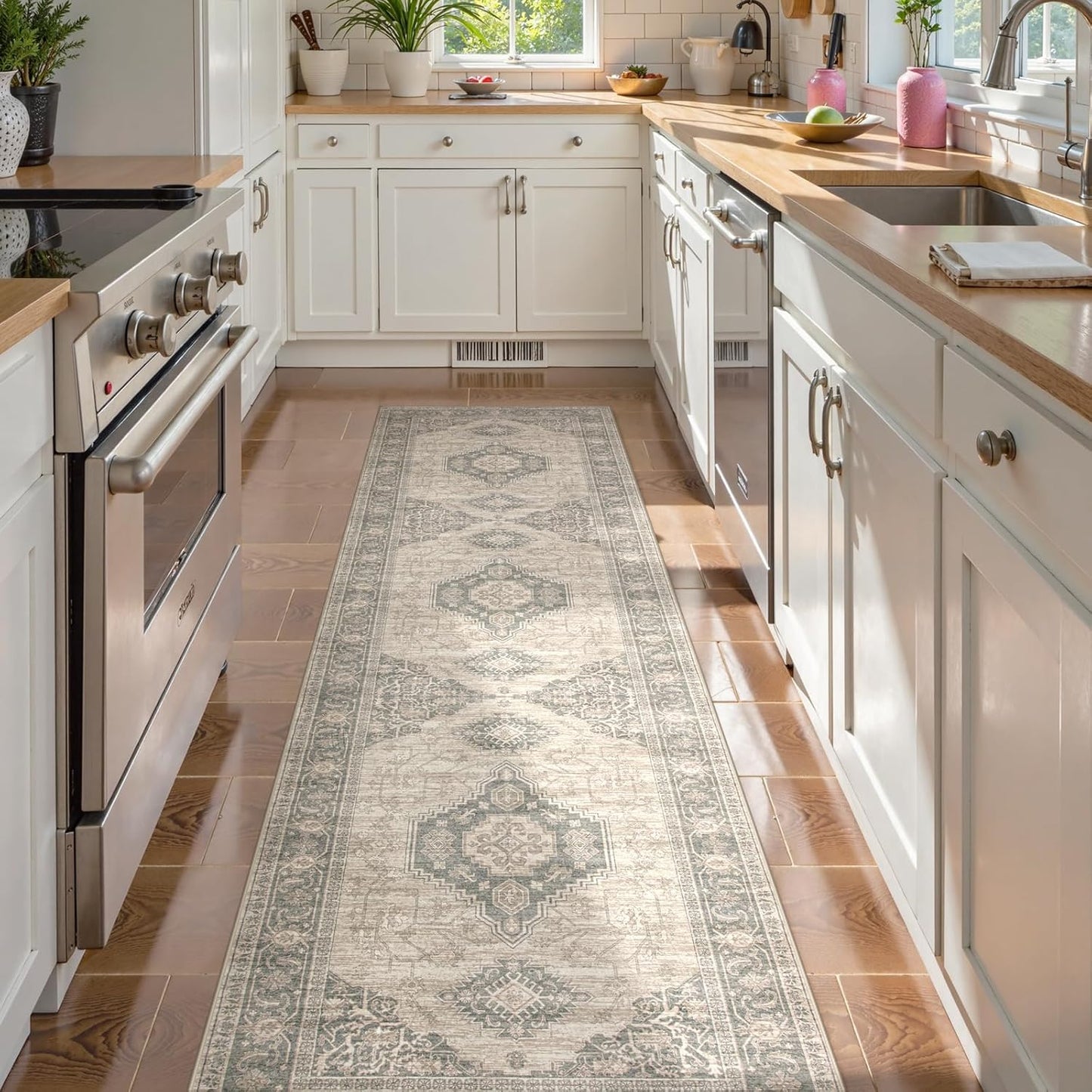 Lahome Oriental Washable Runner Rug for Hallways and Kitchens