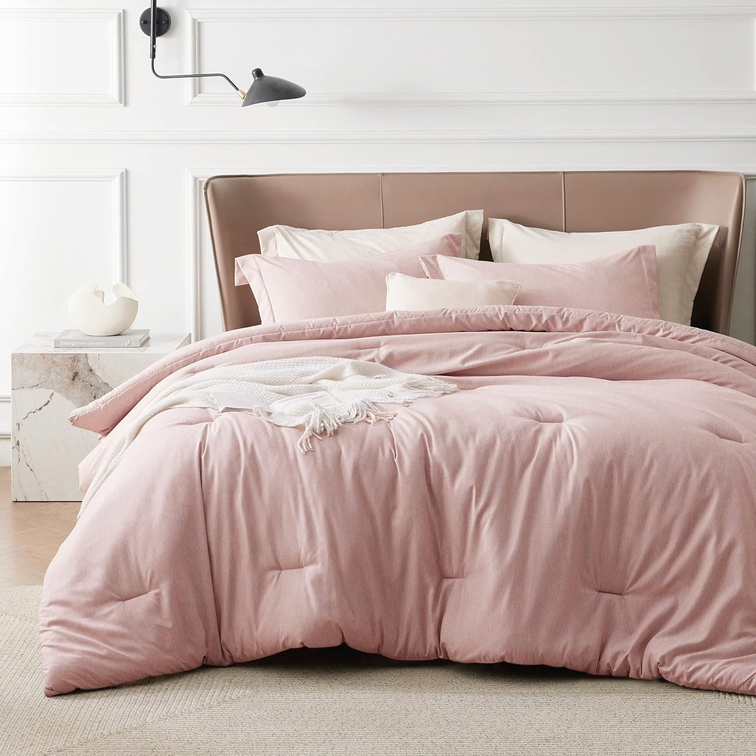 Bedsure Queen Comforter Set - Soft Pink Bedding for All Seasons