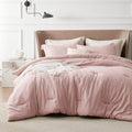 Full Comforter Set Pink Soft Bedding for All Seasons - 3 Piece
