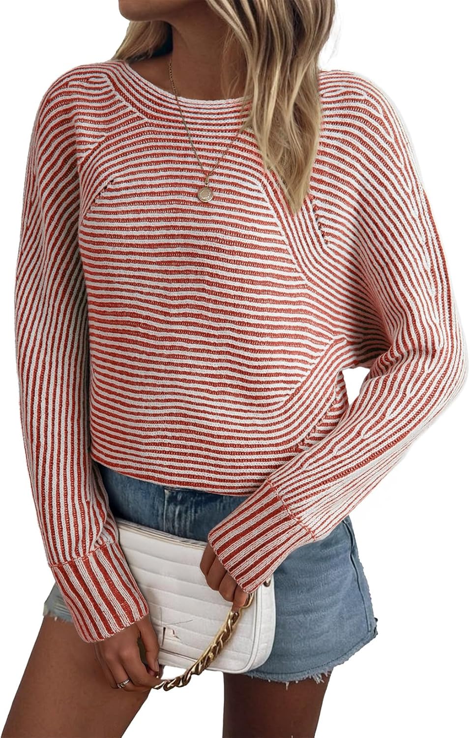 EVALESS Striped Sweaters for Women Oversized Pullover Style