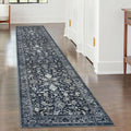 KILOCOCO Hallway Runner 2x8 Rug Runner - Durable Navy Floral Runner