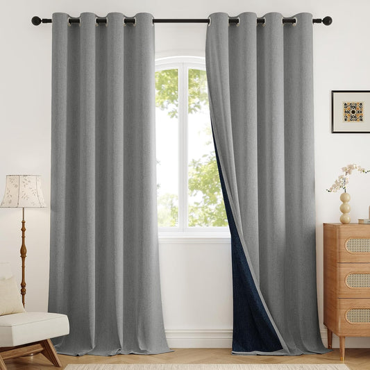 100% Blackout Curtains 84 Inch Length for Living Room and Bedroom