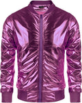 COOFANDY Men's Metallic Jacket 70s Disco Party Varsity Jacket - Shiny