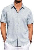 Men's Linen Button Down Shirt for Summer - Lightweight Cotton Linen