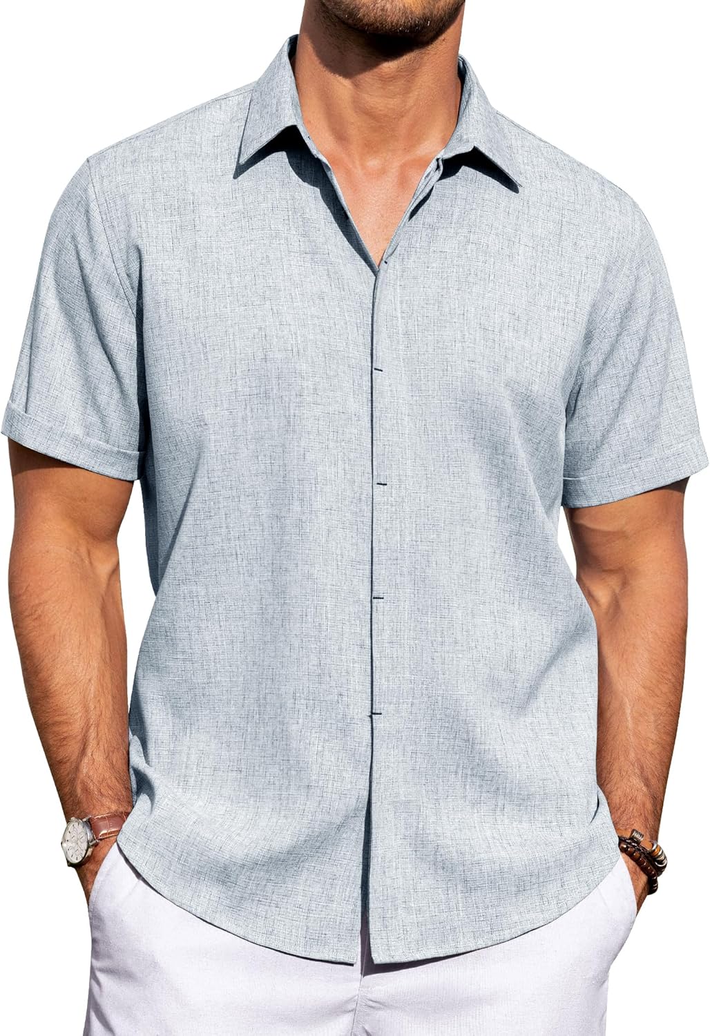 J.VER Men's Linen Shirts for Casual Summer Beach Weddings