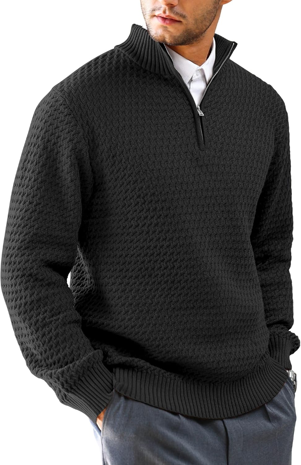 Men's Quarter-Zip Sweater for Business Casual Style and Comfort