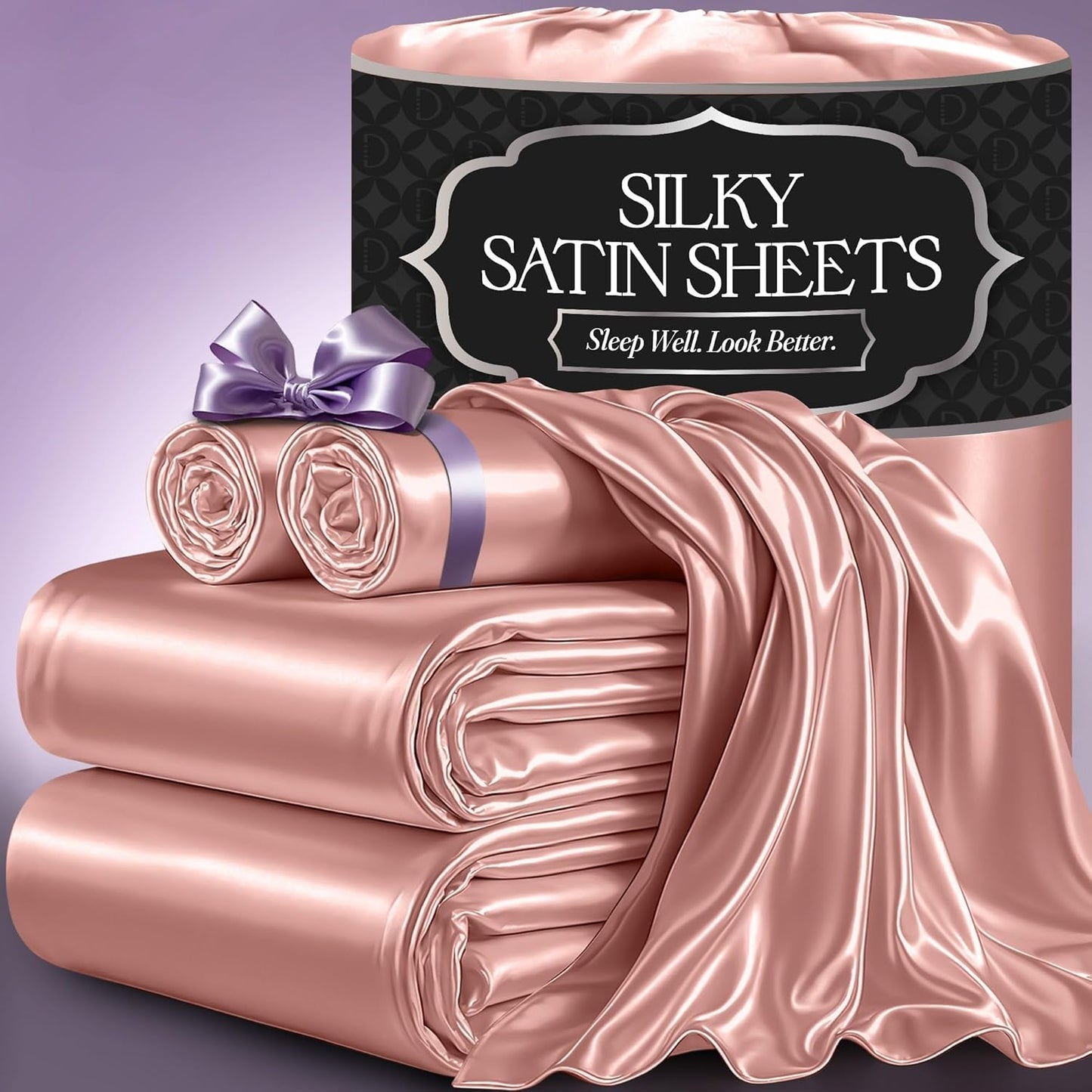 Satin Bed Sheets Set - Luxury Silky Full Size Bedding Comfort