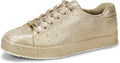 LUCKY STEP Platform Rhinestone Fashion Glitter Sneakers - Sparkly heel