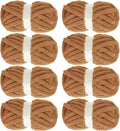 Chunky Yarn for Crocheting 8 Pack - Coffee Fluffy Jumbo Chenille Yarn