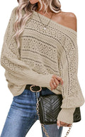 Off Shoulder Sweater Crochet Top - Oversized Knit Batwing (Style FH72)