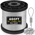 316 Stainless Steel Cable 600ft 1/32in Wire Rope - Durable Hanging