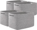 Storage Baskets 4 Pack Cotton Rope Cube Bins for Shelves - Versatile
