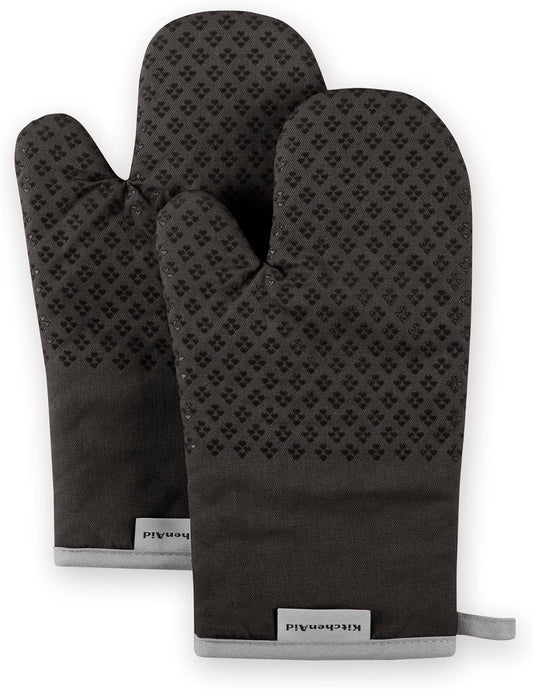 KitchenAid Asteroid Oven Mitt Set - Heat Resistant Black Duo