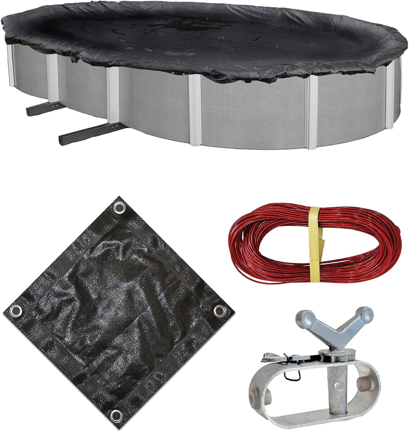 Blue Wave Rugged Mesh Pool Cover for Oval Above Ground Pools