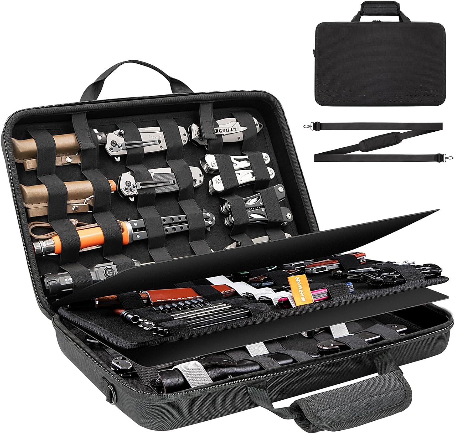 Knife Display Case for 61+ Pocket Knives with Shoulder Strap