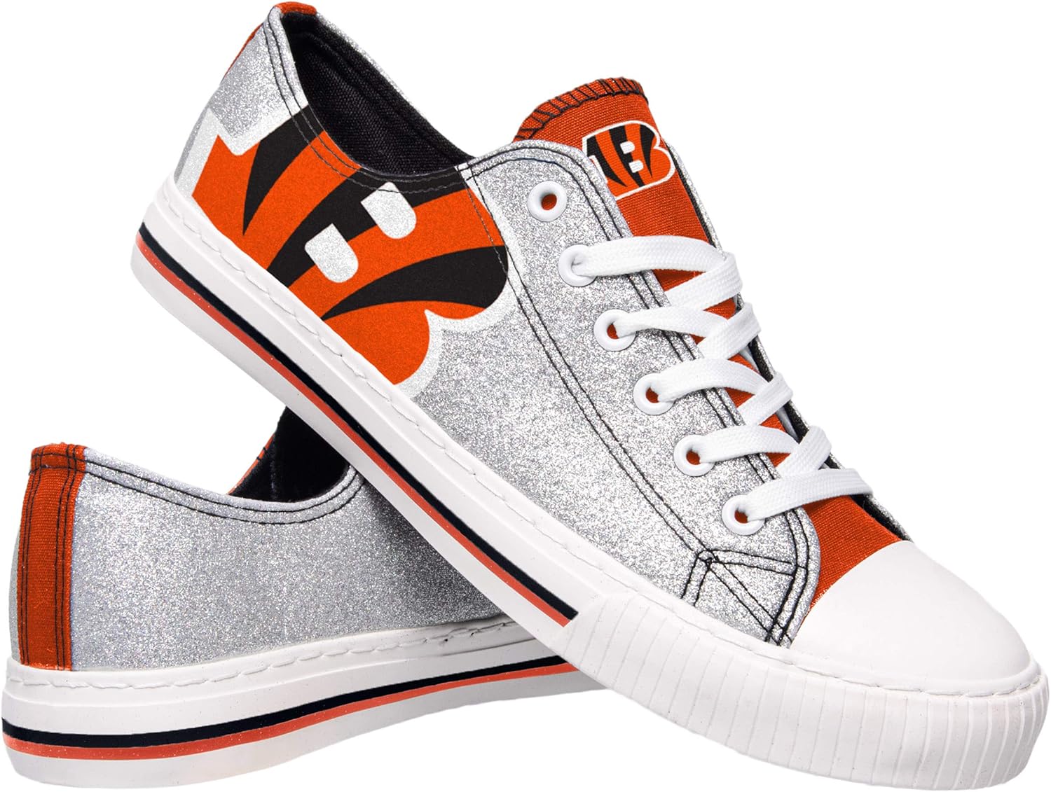 FOCO Women's NFL Team Logo Glitter Low Top Sneakers for Fans