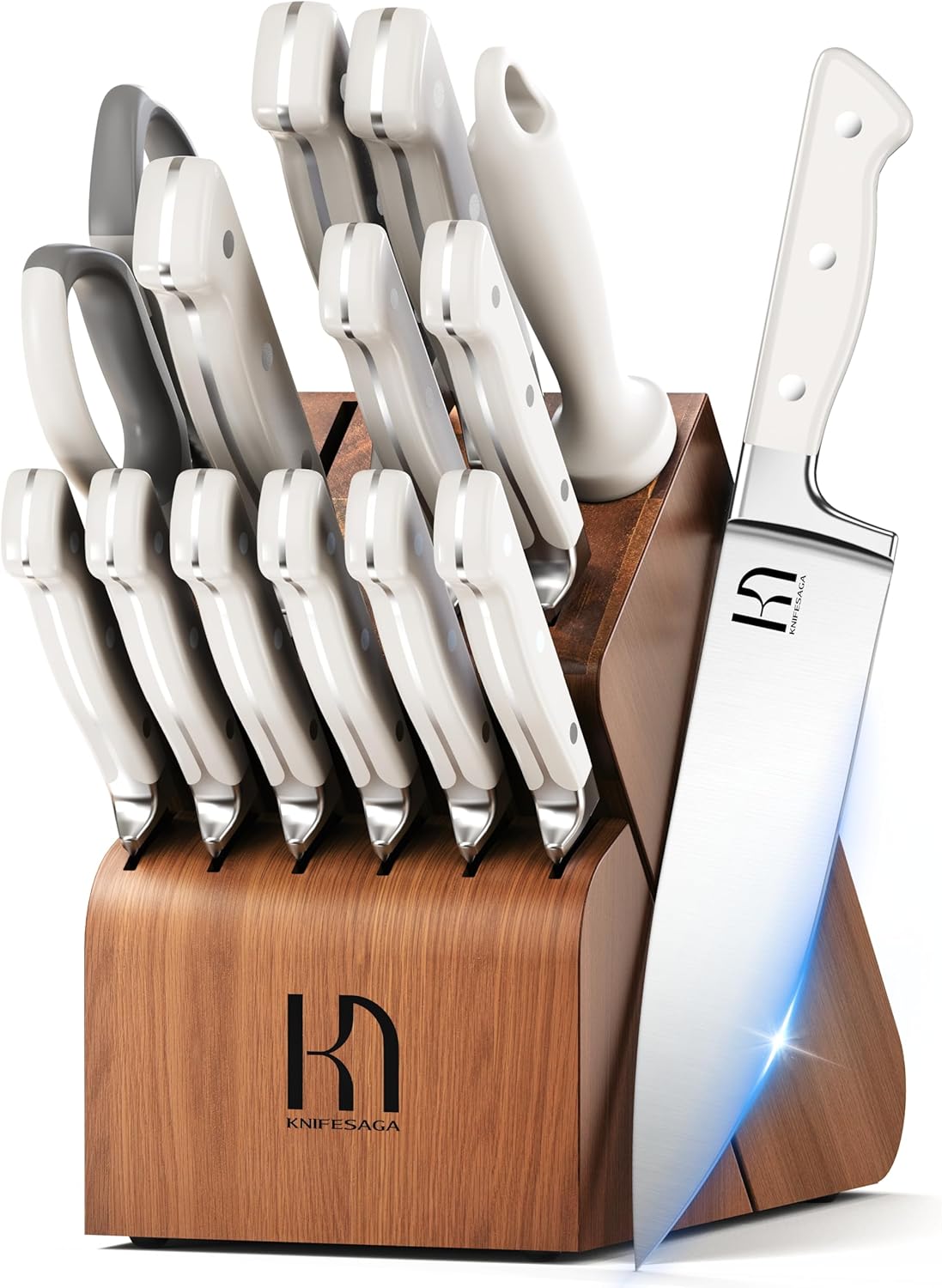 15 Pcs Kitchen Knife Block Set for Precision and Durability