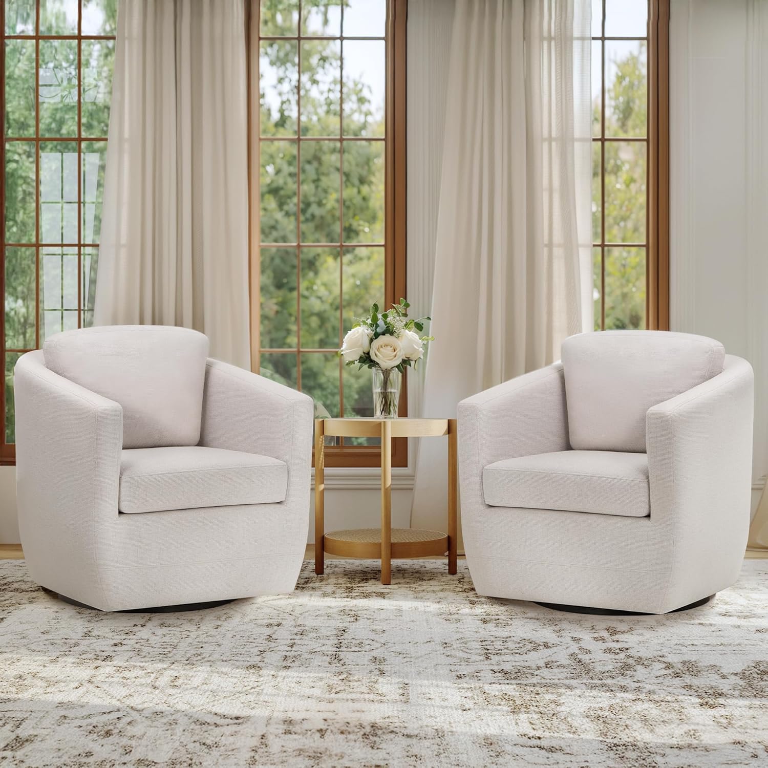 Swivel Barrel Armchair Set, Modern Style, No Assembly