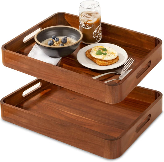 Home Beets Large Acacia Serving Trays - Versatile Set of 2