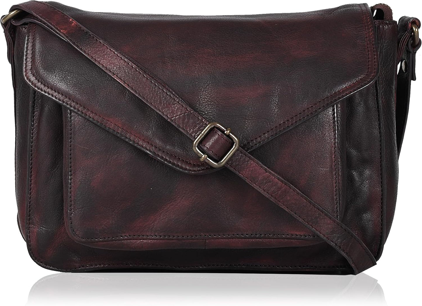 Leather Flapover Crossbody Handbag Purse for Women with Style